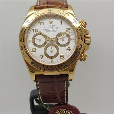 RELOJ ROLEX DAYTONA PRE-OWNED/VINTAGE SEMINUEVO 16518 ORO AMARILLO CORREA PIEL CRONOGRAFO