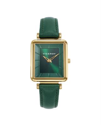 RELOJ VICEROY 401238-67 mujer caja de acero Ip dorado y correa de piel verde 38X26MM