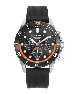 RELOJ VICEROY   401369-57 HOMBRE caja de acero con bisel giratorio y correa de silicona negra 43MM