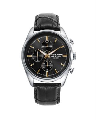 RELOJ VICEROY 401379-17 HOMBRE con correa de piel y esfera negra con cronógrafo 42MM