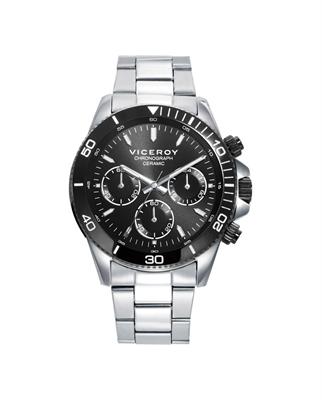 RELOJ VICEROY 401403-57 HOMBRE CAJA DE ACERO BISEL CERÁMICO NEGRO 5 ATM Y BRAZALETE DE ACERO 40MM