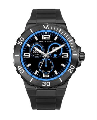 RELOJ VICEROY 41163-10 HOMBRE SMART DE ACERO CON CAJA IP GRIS Y CORREA DE SILICONA NEGRA 47,5MM